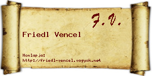 Friedl Vencel névjegykártya